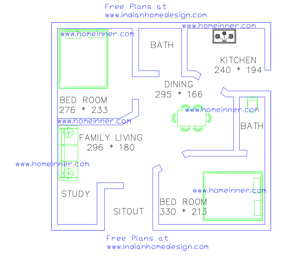 Free low cost 2  Bedroom  470 sq  ft  house  plan  2  cent land
