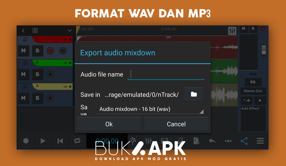 Format penyimpanan MP3 dan juga WAV