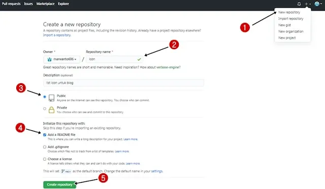 buat sebuah repository github