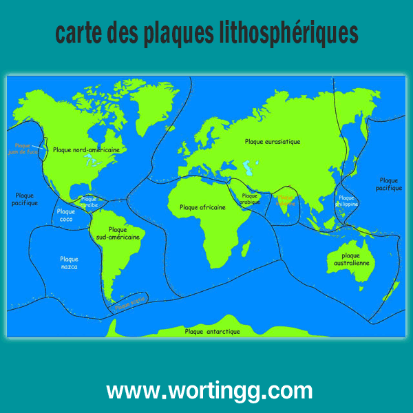 carte des plaques lithosphériques