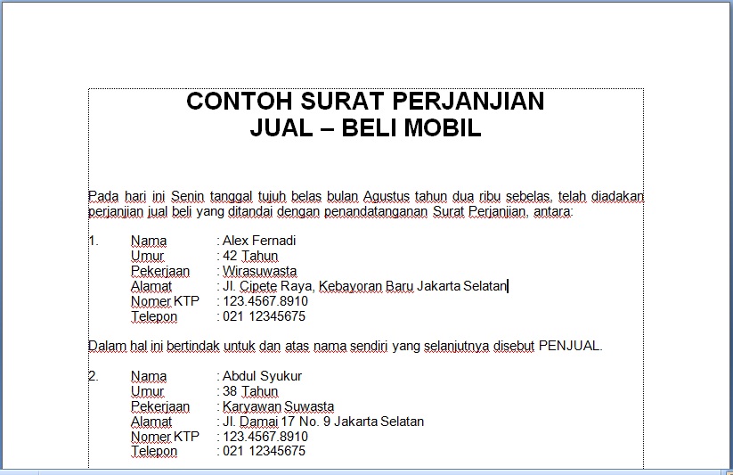 Contoh Surat Perjanjian Resmi  Review Ebooks