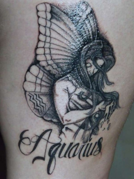 Trendy Aquarius Tattoo tribal