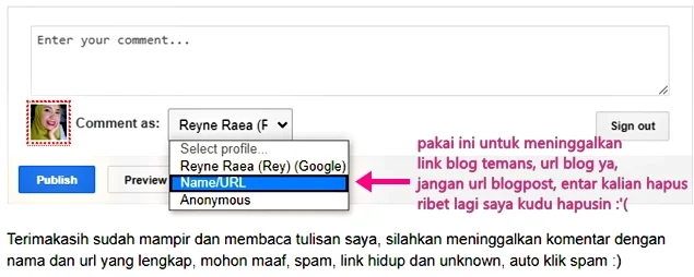 cara meninggalkan url blog di kolom komentar blog orang