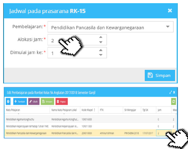 CARA MENGISI / ENTRY JADWAL PELAJARAN DI APLIKASI DAPODIK V. 2018 SEMESTER 1 TAHUN PELAJARAN 2017/2018