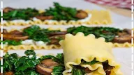 Mushroom Lasagna Roll Ups in Creamy Gorgonzola Cauliflower Sauce