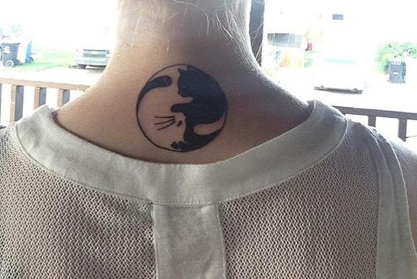 Gato Yin e Yang Tatuagem