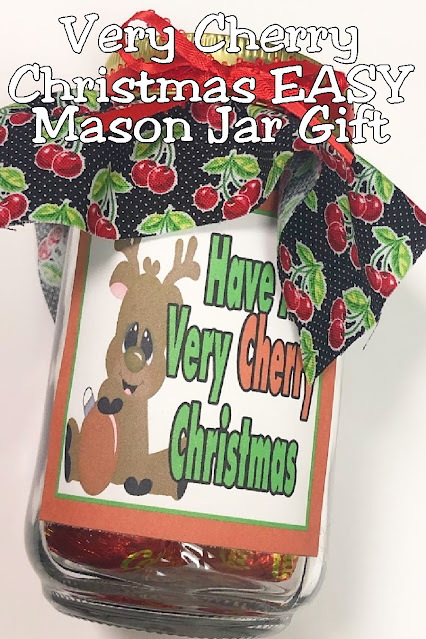 Make your Christmas gift giving super quick and easy with this Very Cherry Christmas Mason jar gift idea.  Using a few simple craft items and your favorite cherry candy, you'll be done with your Christmas gifts for friends, family, teachers, coworkers, and more quickly!