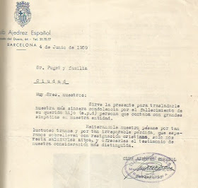 Carta de pésame del Club Ajedrez Español