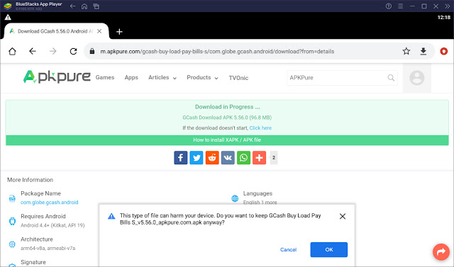 Google asking for download permission