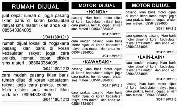 20+ Contoh Iklan Baris,Syarat-syarat Dan Perhitungan 