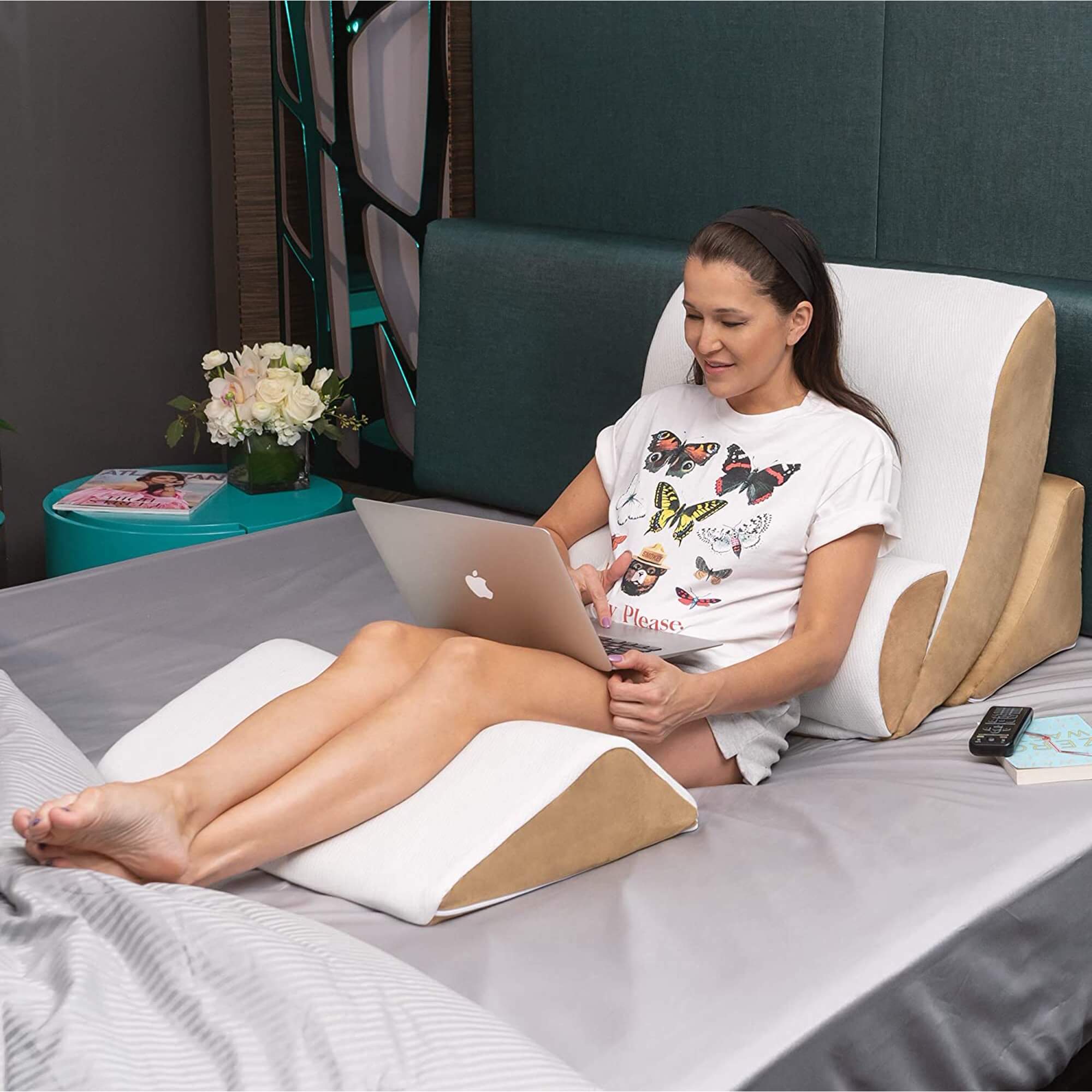 Bed lounge pillow and leg rest - massagers and foam rollers