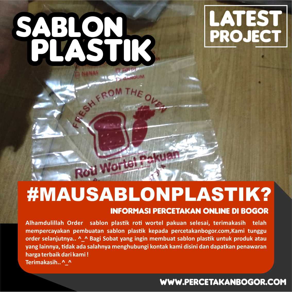 Cetak Sablon Plastik  Roti Murah di  Bogor  Percetakan  Bogor 