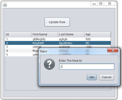 jtable update row using joptionpane