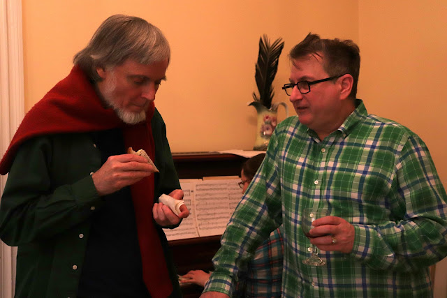 David and Terry discuss.. what else? Music! - at The Galilee centre Stairwell Retreat