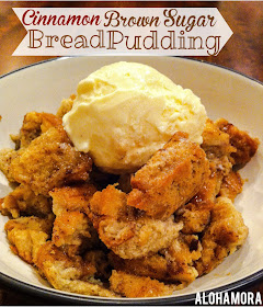 Cinnamon Brown Sugar Bread Pudding is easy to make and uses your leftover breads, hamburger or hot dog buns, or any old leftover bread.  Rich delicious flavor to enjoy for breakfast or dessert. Alohamora Open a Book http://www.alohamoraopenabook.blogspot.com/