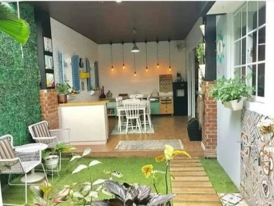 ide inspiratif dapur dan ruang makan terbuka menghadap taman