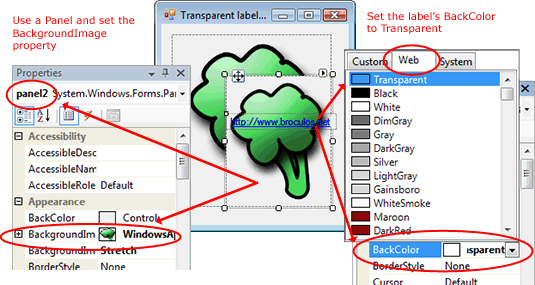 How to set transparent labels