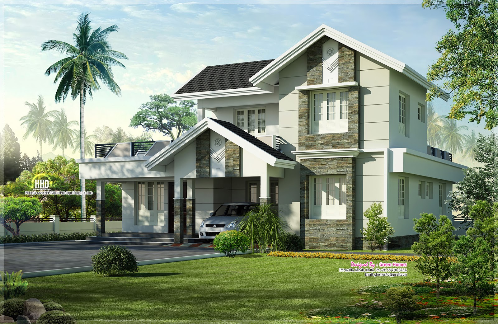 1975 sq.feet nice home exterior design  Home Kerala Plans