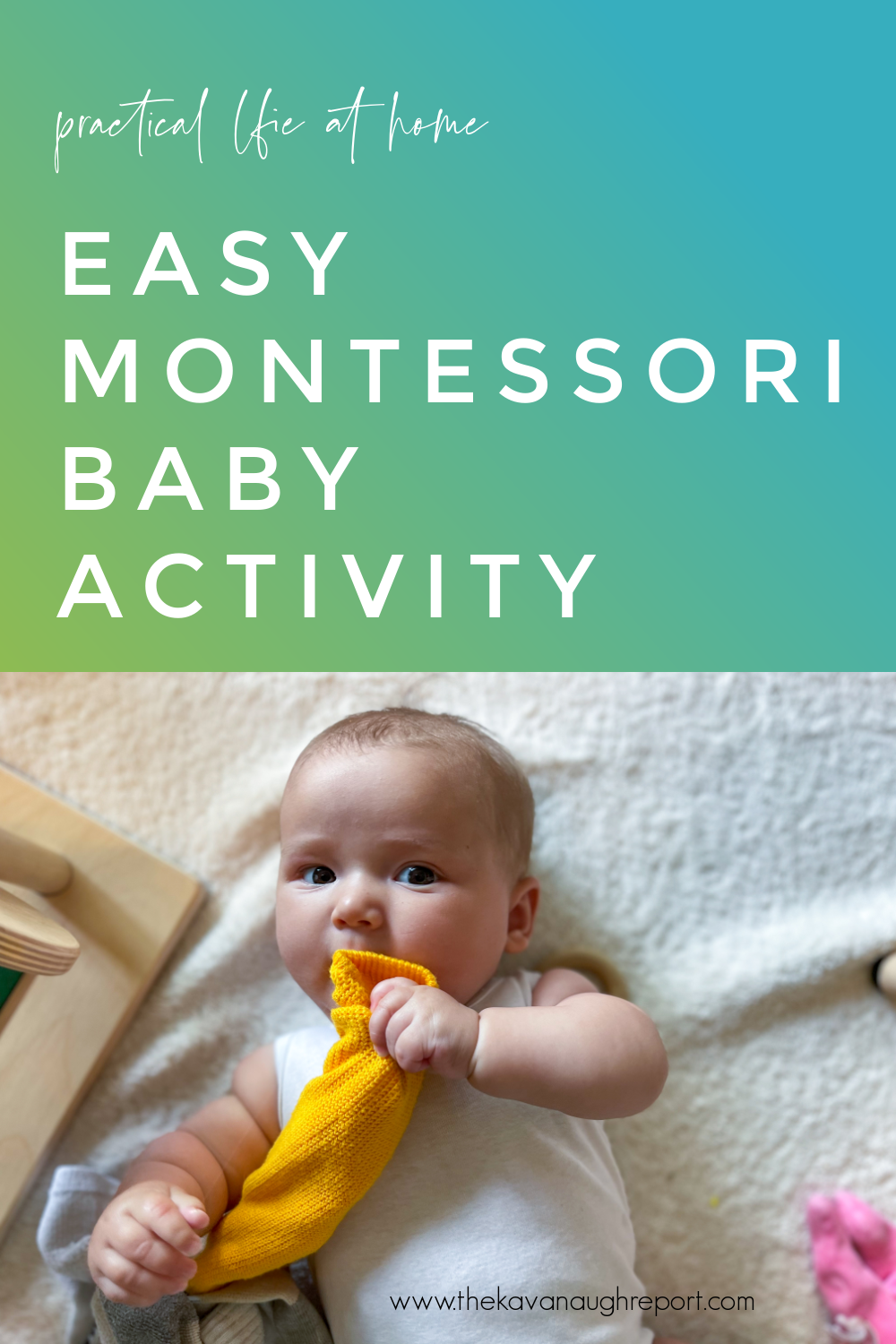 An easy and quick Montessori baby activity to introduce your baby to practical life work through connection and everyday tasks.
