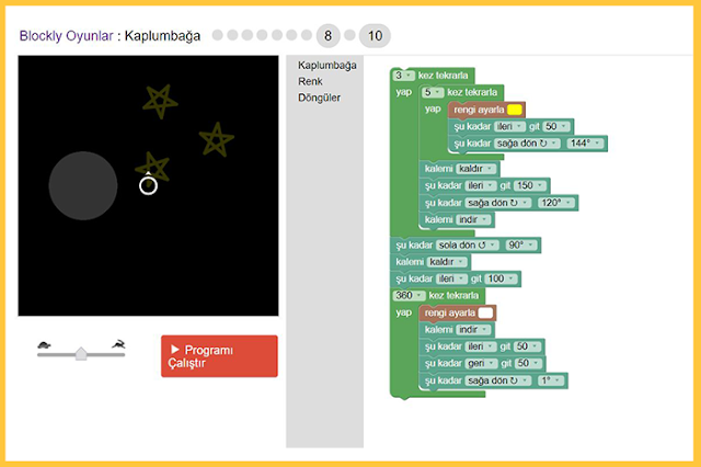 Blocly Games Kaplumbağa Çözümleri 8. Bölüm