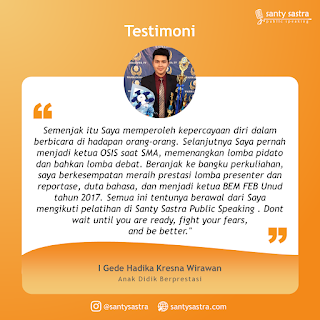 Testimoni Santy Sastra Public Speaking