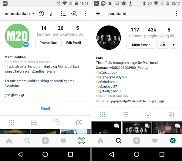 Profil Bio Memudahkan dan Padi di IG