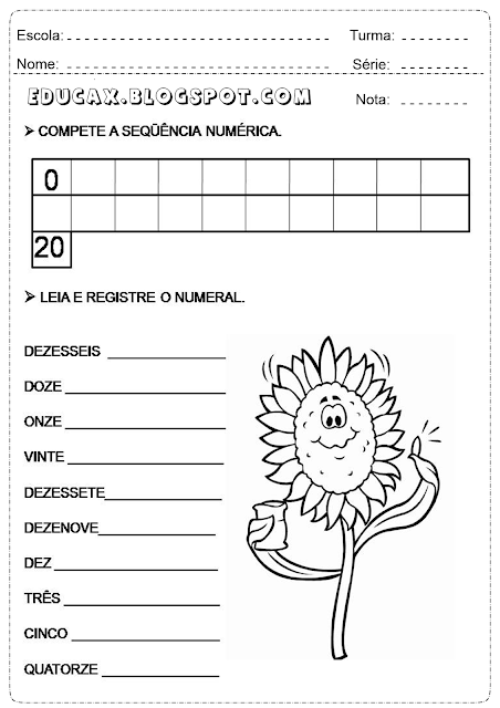 Atividades de matemática sequência numérica