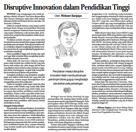 Disruptive Innovation dalam Pendidikan Tinggi