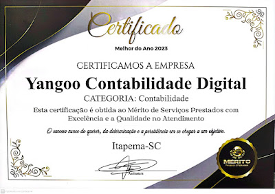 Yangoo Contabilidade Digital Celebrando o Prêmio Melhor do Ano 2023 em Itapema, Categoria Contabilidade (Certificação Mérito Pesquisas)