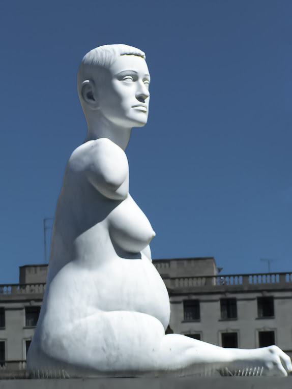 The marble statue of  Alison Lapper MBE  by Marc Quinn.