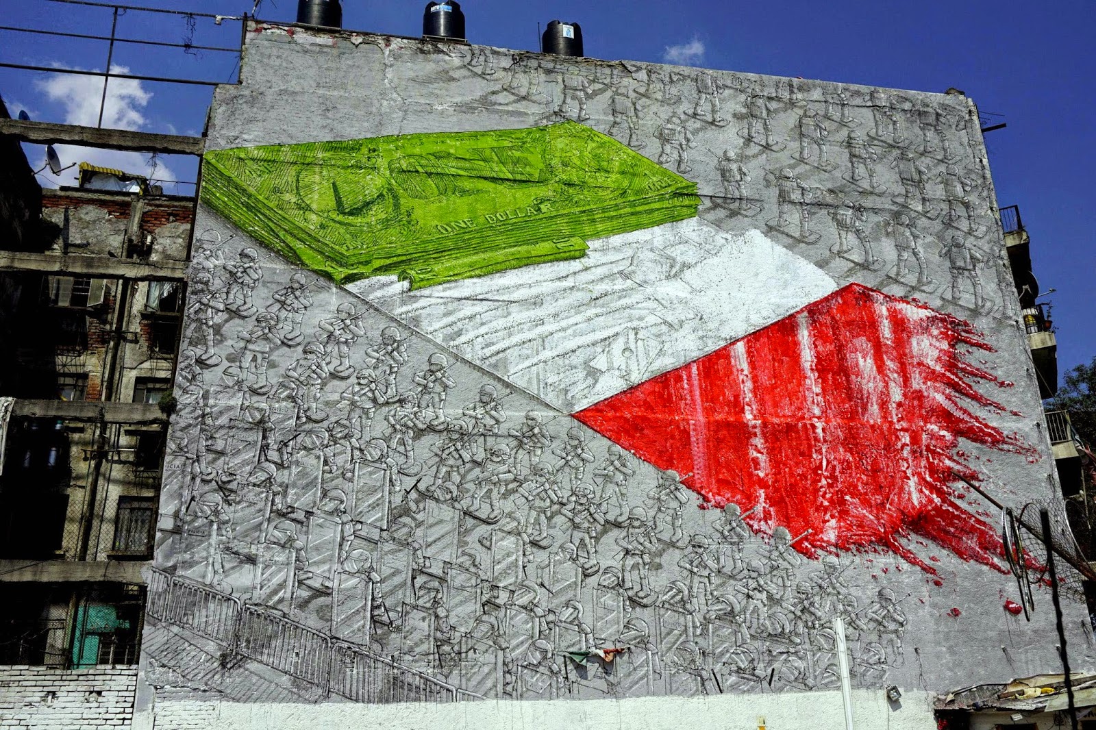 Mural en Reforma para ManifestoMX. Por Blu.
