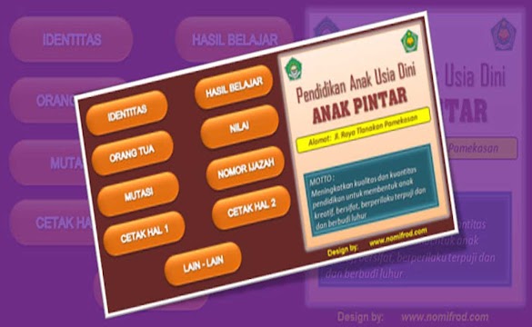 Aplikasi Buku Induk Siswa PAUD TK RA Format Excel