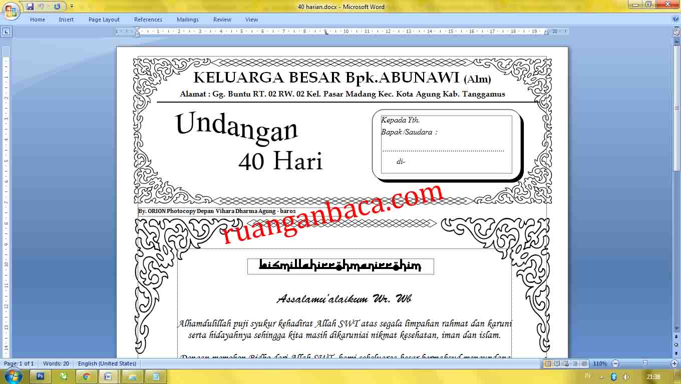 Download format undangan  tahlil  40 hari  microsoft word 