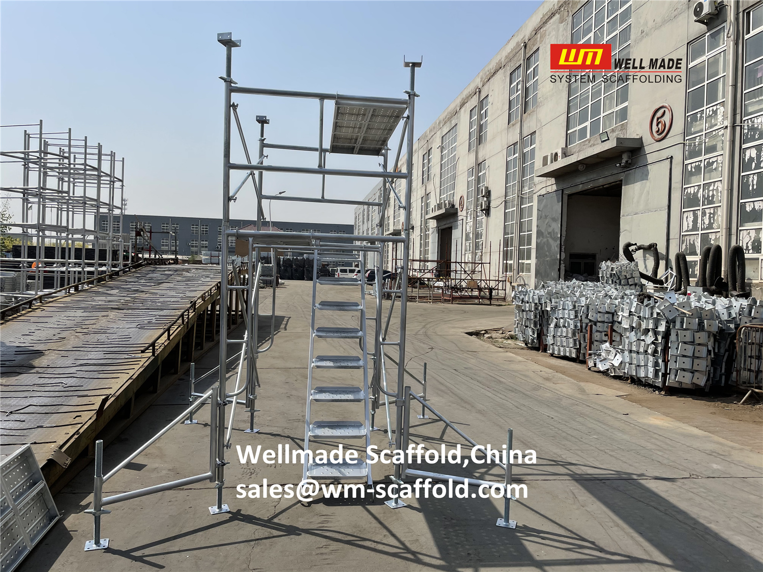 Construction frame scaffolding sets with walk boards and stairs - Wellmade