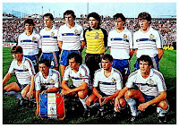 SELECCIÓN DE FRANCIA - Temporada 1984-85 - Amoros, Battiston, Bossis, Bats, Tusseau, Luis Fernandez; Stopyra, Giresse, Platini, Brisson y Bibard - LUXEMBURGO 0 FRANCIA 4 (Battiston, Platini, Stopyra 2) - 13/10/1984 - Campeonato del Mundo de 1986, fase de clasificación - Luxemburgo, estadio Municipal