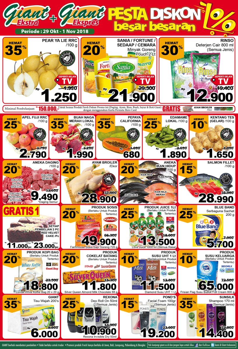 Giant - Promo Katalog Pesta Diskon Besar Besaran Periode 29 - 01 November 2018