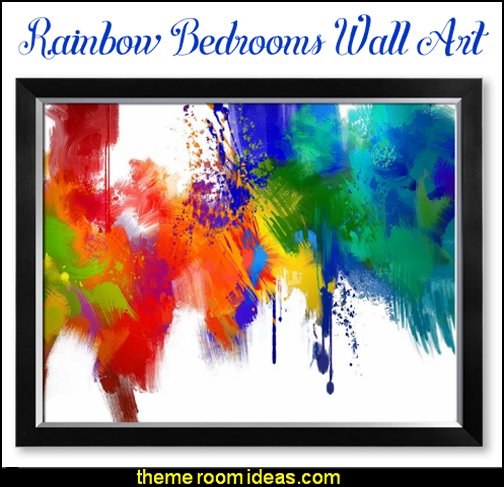 rainbow Colorful Paint Abstract Wall Art rainbow bedroom wall art