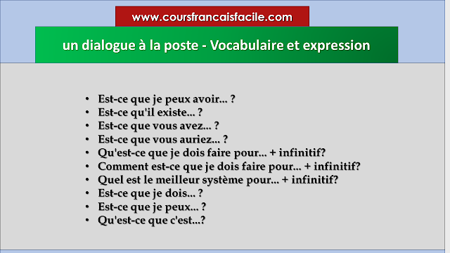 un dialogue à la poste - Vocabulaire et expression 