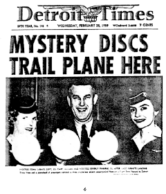 Mystery Discs Trail Plane Here (Headline) - Detroit Times 2-25-1959