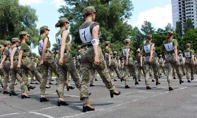 Ukrainian military run high heels