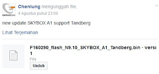 Frimware Support Tandberg Untuk Skybox A1 dan Freesat v7