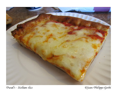 Image of Sicilian pizza slice at Dusal's Italian Restaurant in Freehold, NJ