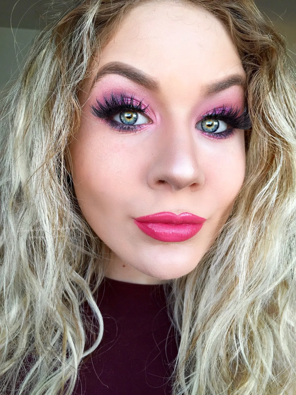 Iridescent Barbie Pink Burgundy Smokey Eye Makeup Tutorial