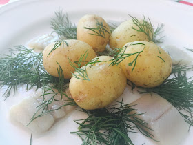 New potatoes, dill and pickled herring