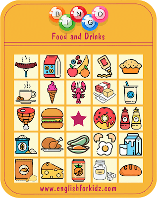 Food bingo -- printable ESL game