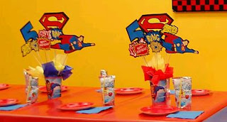 Fiestas Infantiles, Decoracion Superman, Centros de Mesa