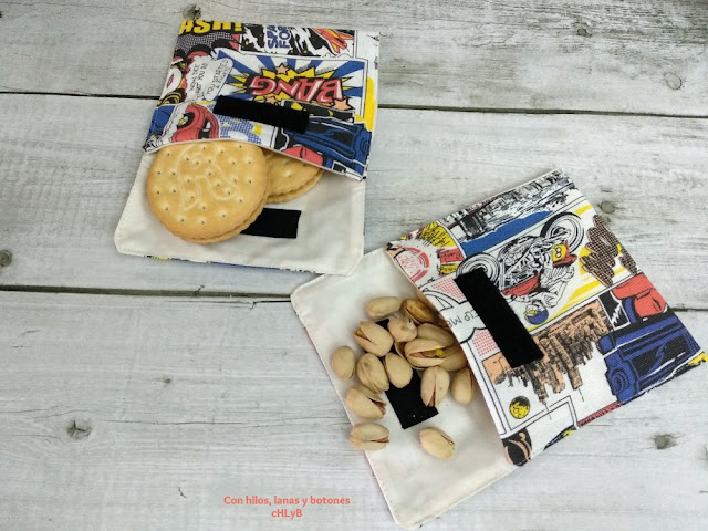 Con hilos, lanas y botones: Portabocatas y bolsitas de snacks