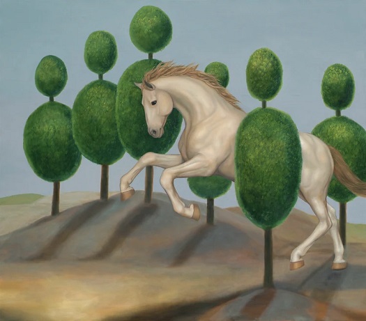 "Garden Entrance" by JUAN KELLY | contemporary art paintings of white horses, animals | beautiful, nice artworks images | canvas