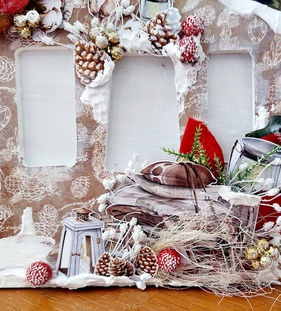 Mixed media Christmas photo frame by Lou Sims