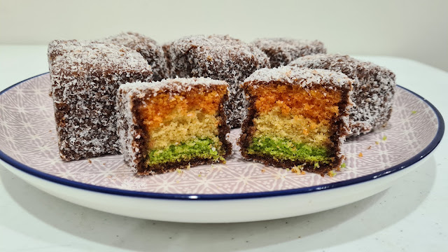 Tricolour Lamington Cake Recipe